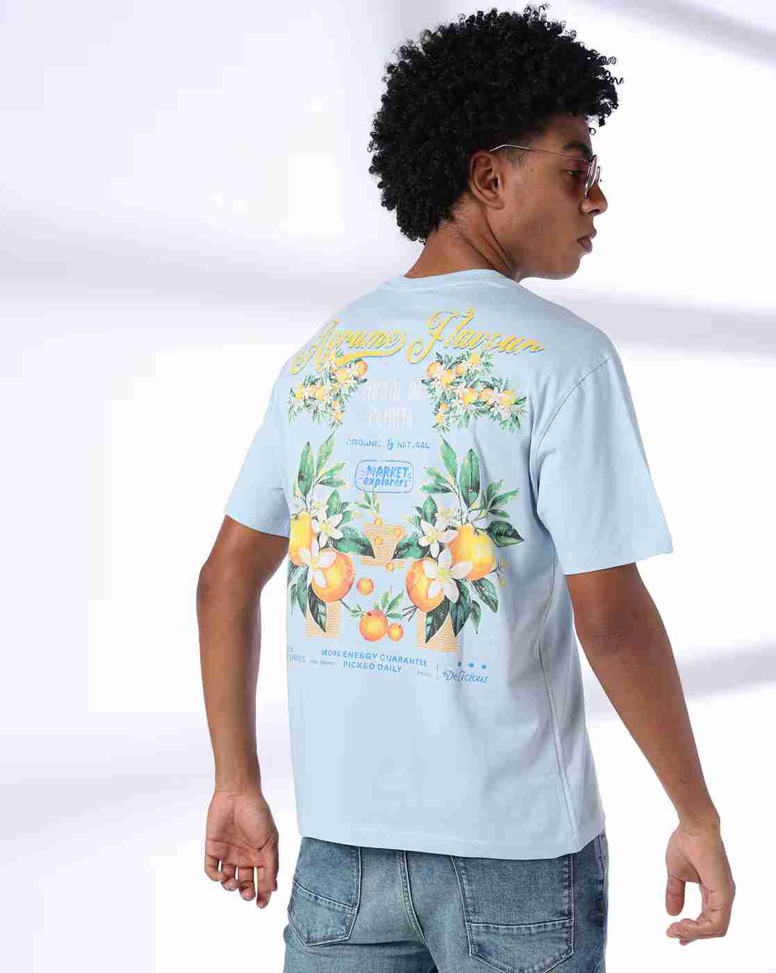 DNMX | Men Floral Print Crew-Neck T-Shirt|0