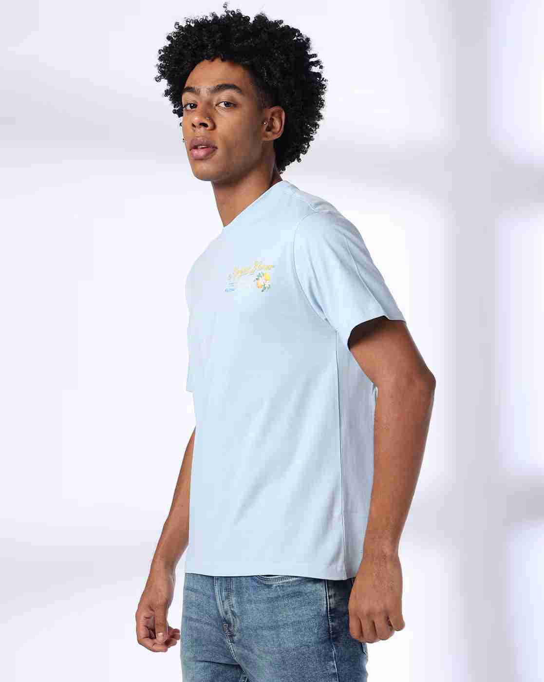 DNMX | Men Floral Print Crew-Neck T-Shirt|1