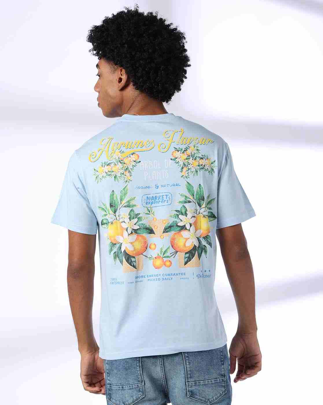 DNMX | Men Floral Print Crew-Neck T-Shirt|2