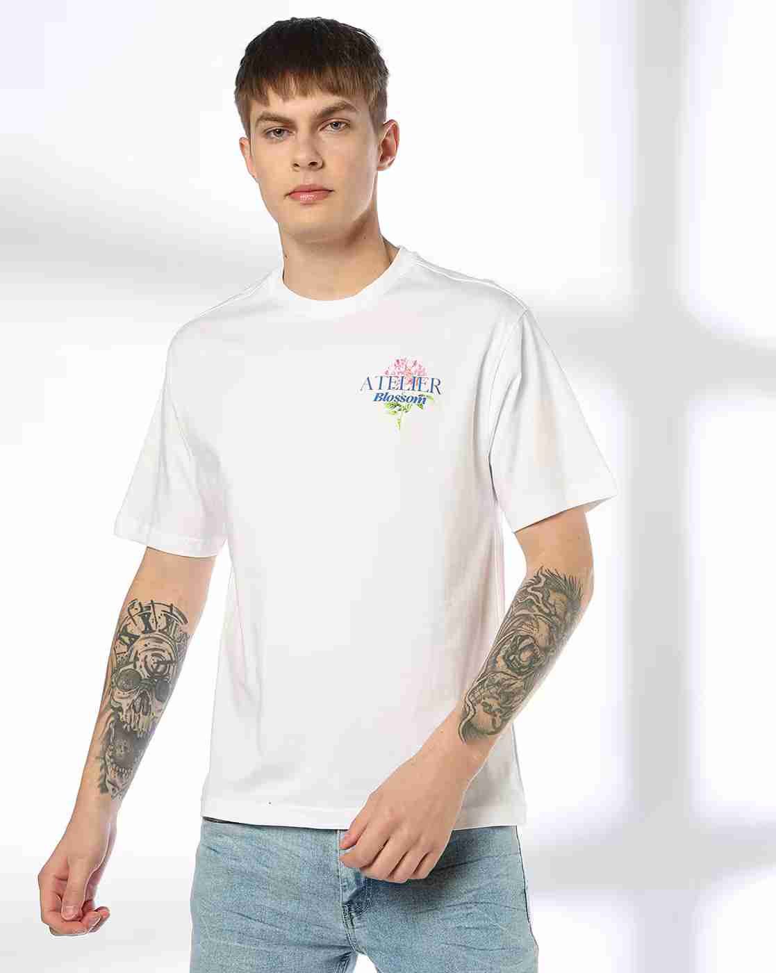 DNMX | Men Graphic Print Relaxed Fit Crew-Neck T-Shirt|3
