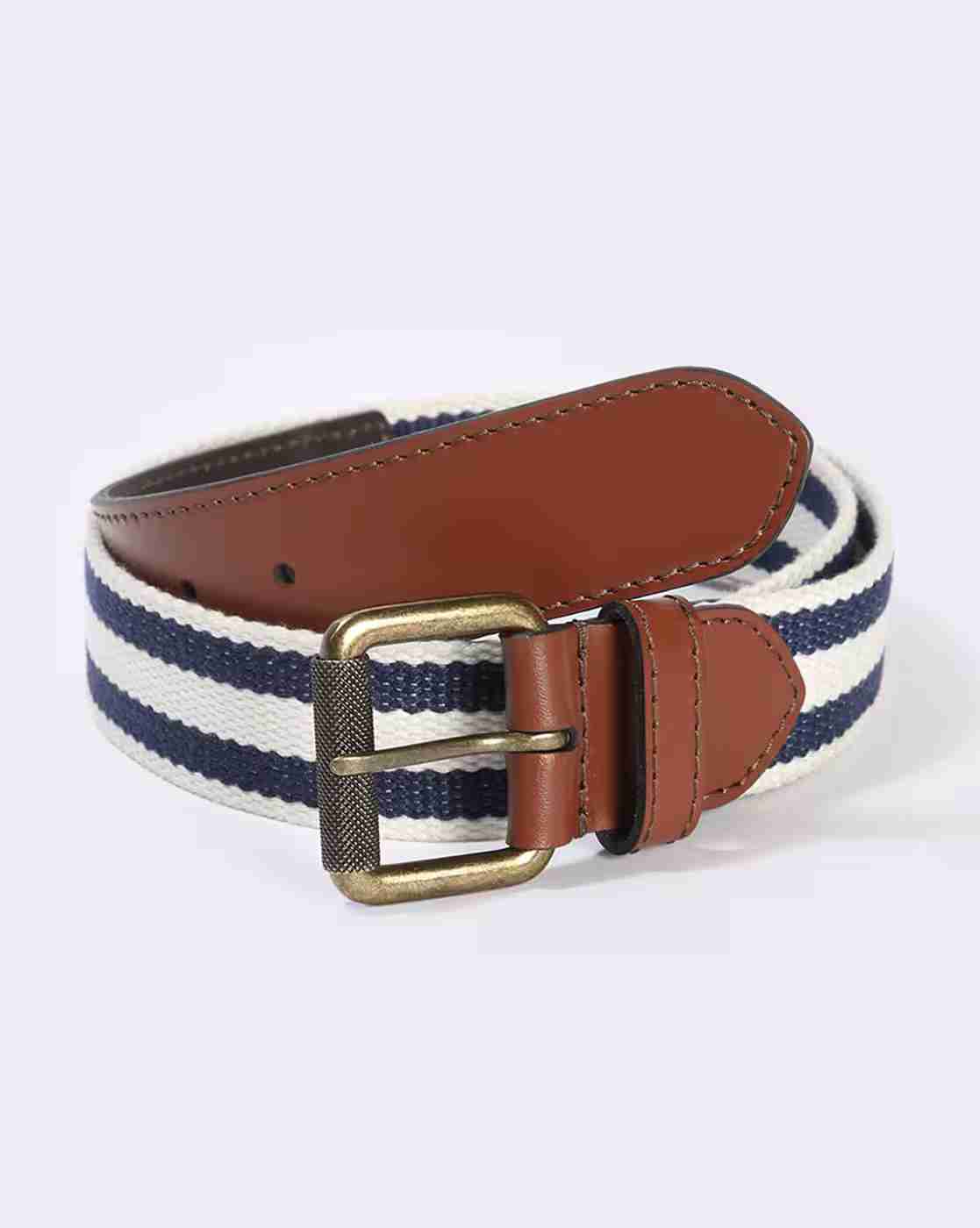 DNMX | Men Striped Leather Belt|0