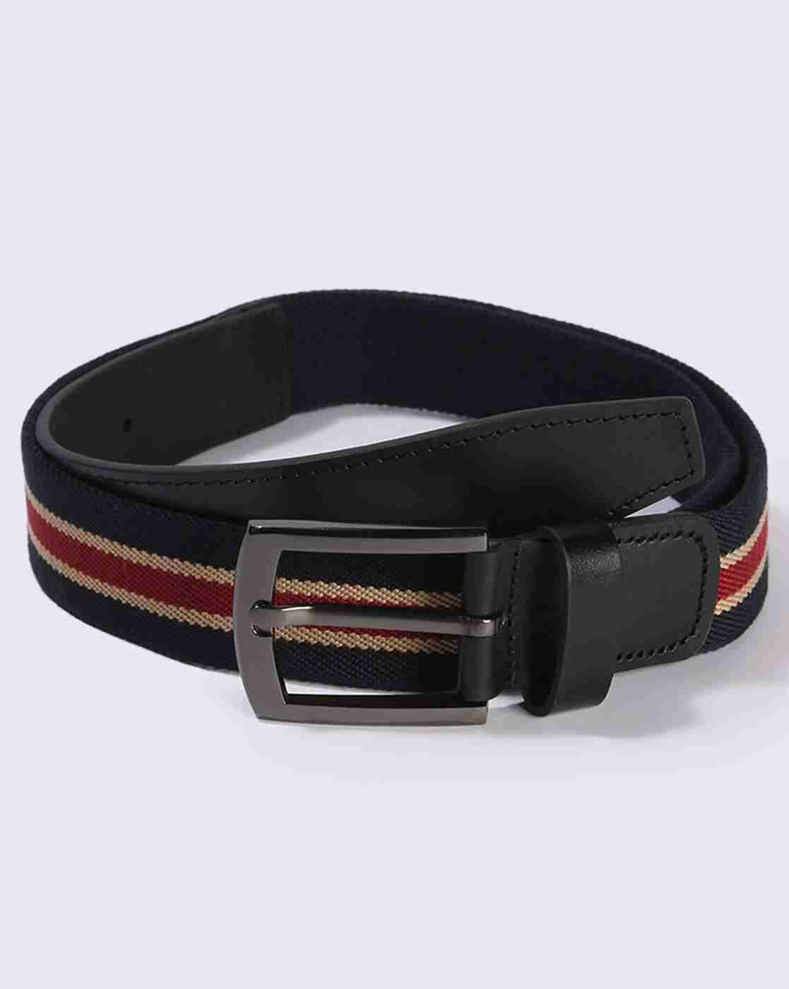 DNMX | Men Striped Belt with Tang Buckle Closure|0