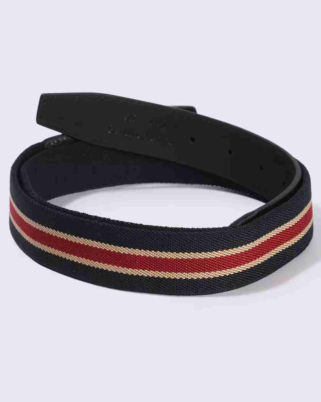 DNMX | Men Striped Belt with Tang Buckle Closure|1