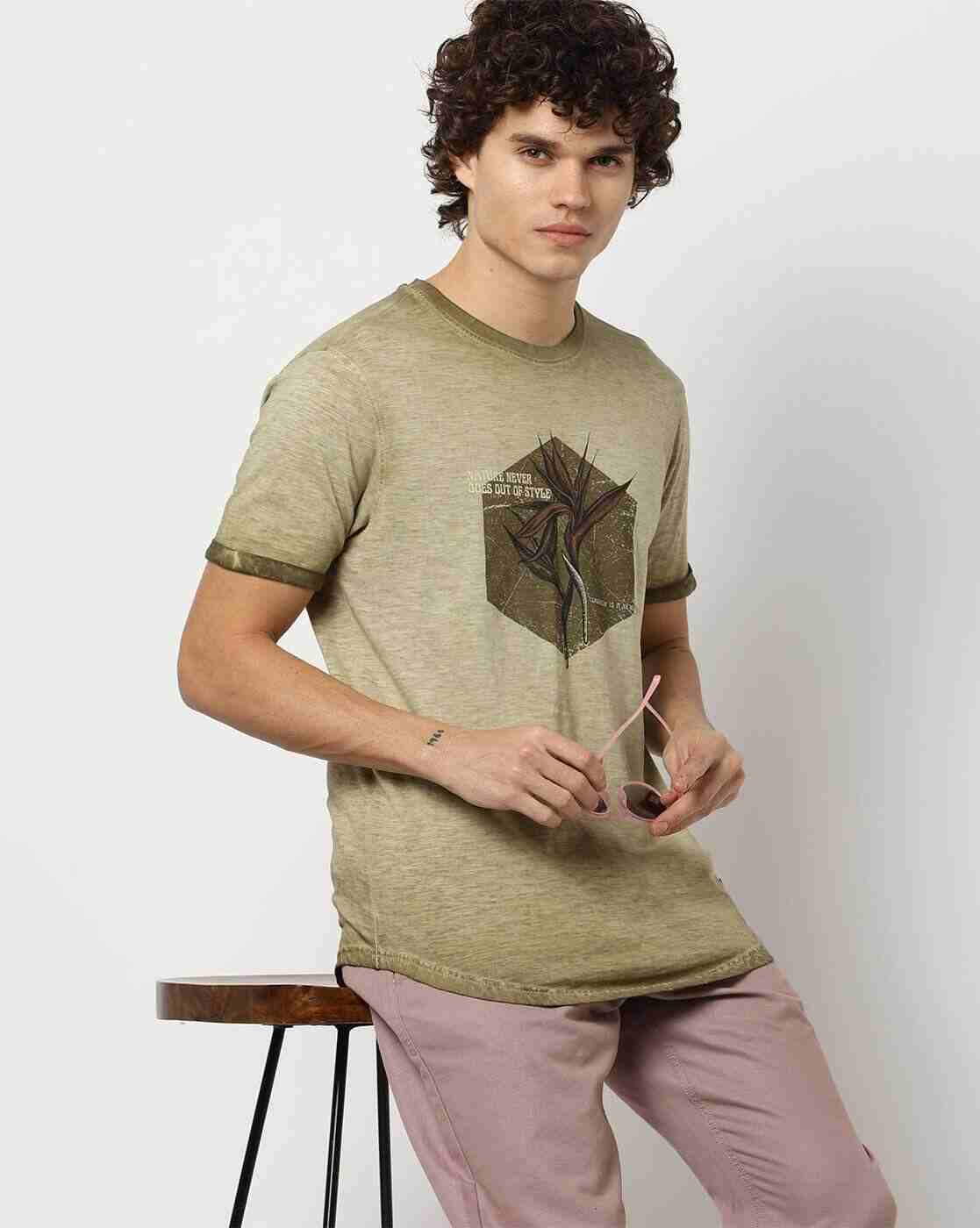 Graphic Print Slim Fit Crew-Neck T-Shirt