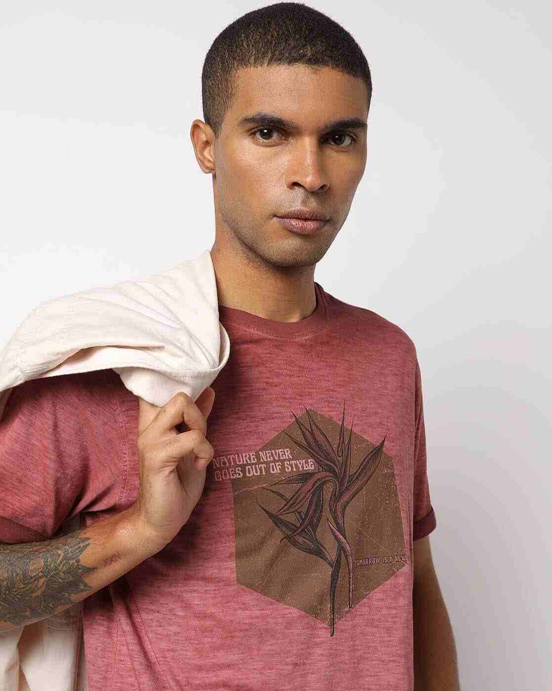 DNMX | Graphic Print Slim Fit Crew-Neck T-Shirt|0