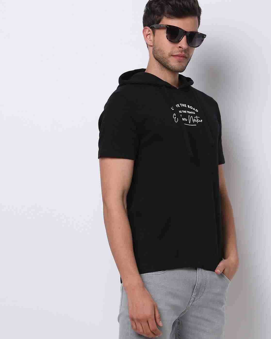 Slim Fit Typographic Print Hooded T-Shirt
