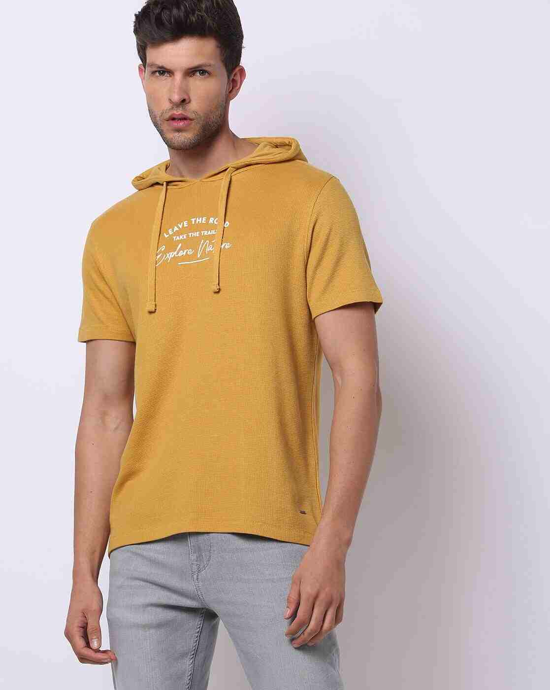 Slim Fit Typographic Print Hooded T-Shirt