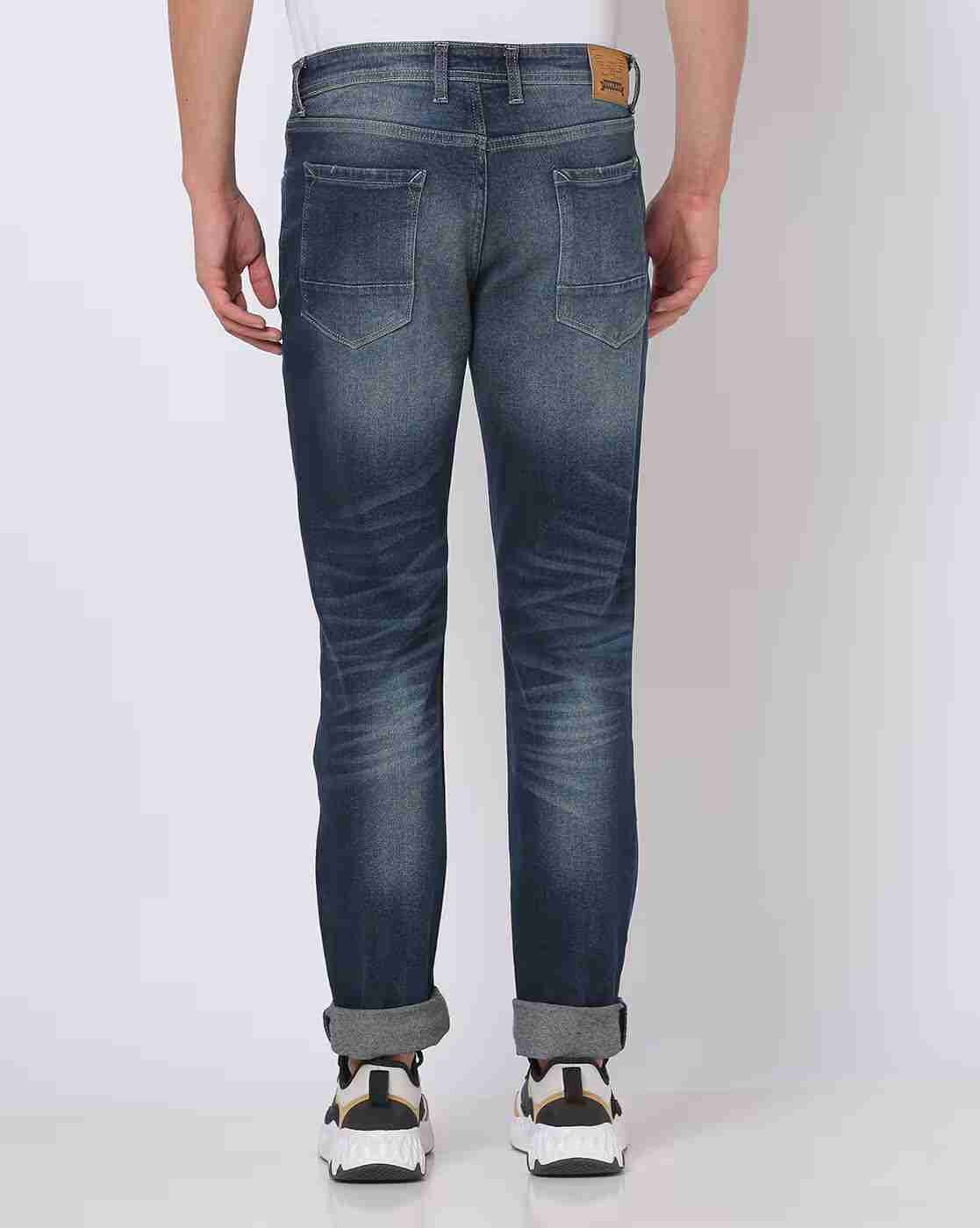 DNMX | Men Mid-Wash Distressed Slim Fit  Jeans|2