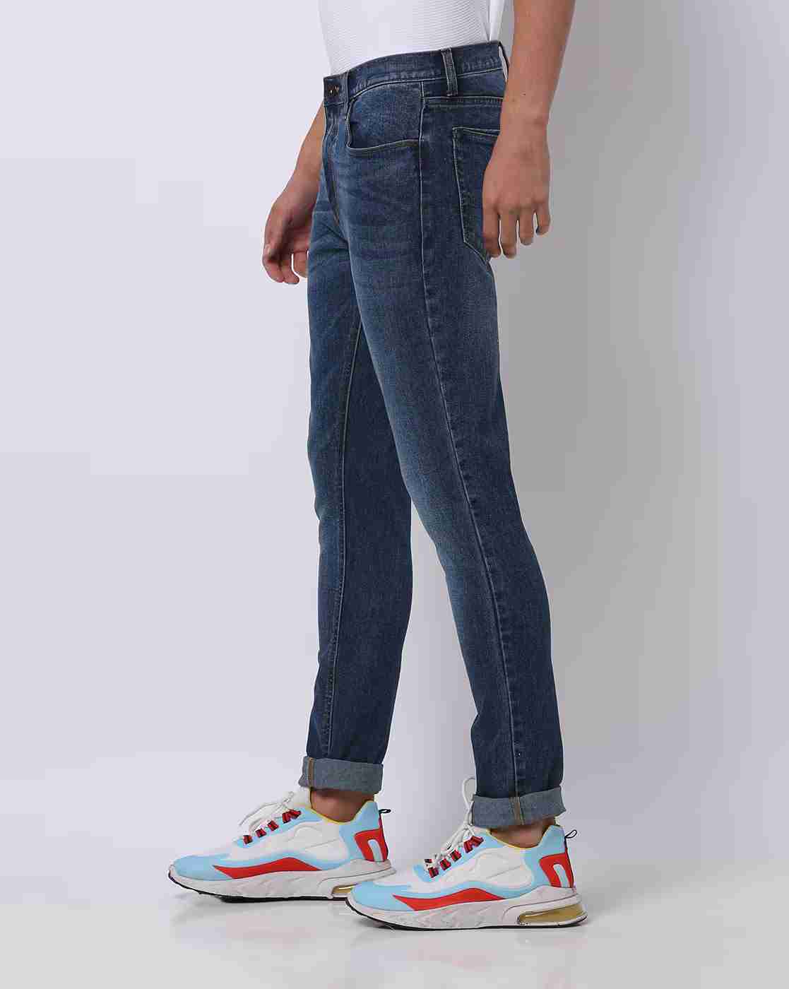 DNMX | Men Lightly Washed Skinny Fit Jeans|1