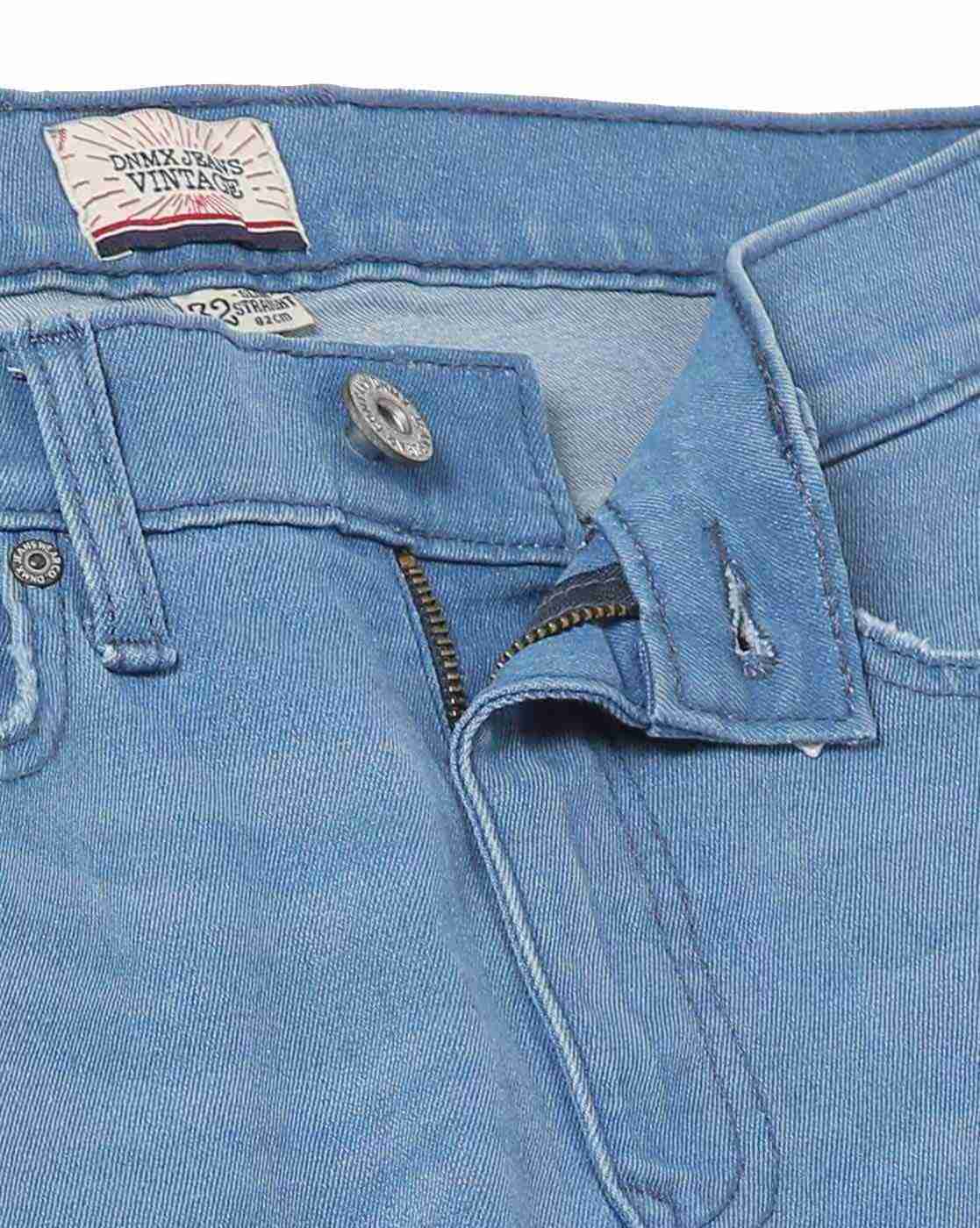 DNMX | Men Lightly Washed Distressed Slim Fit Jeans|4