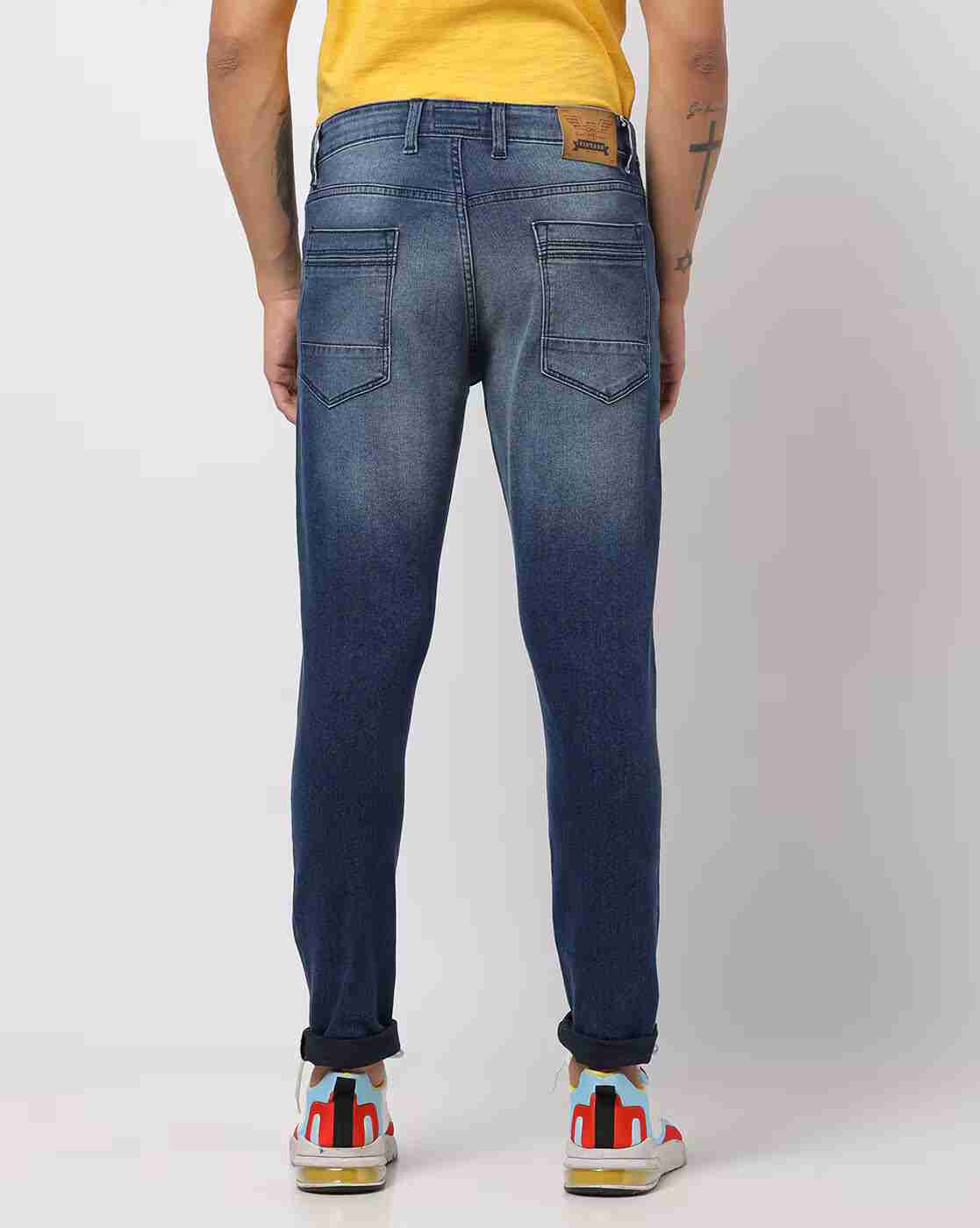 DNMX | Men Mid-Wash Distressed Skinny Fit Jeans|2