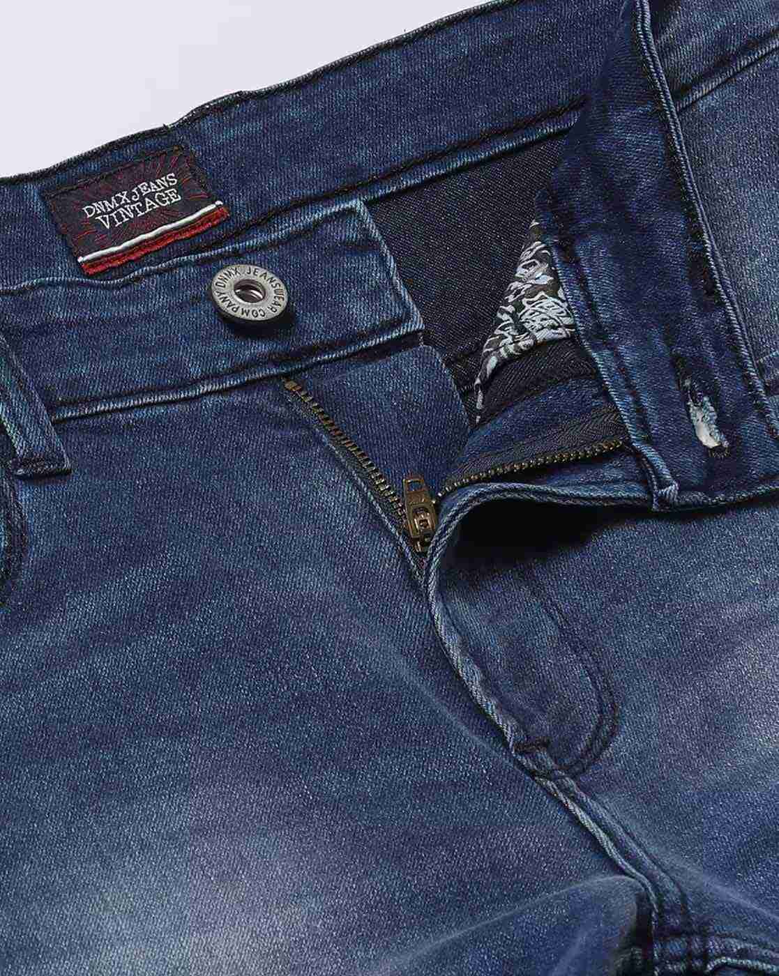 DNMX | Men Mid-Wash Distressed Skinny Fit Jeans|4