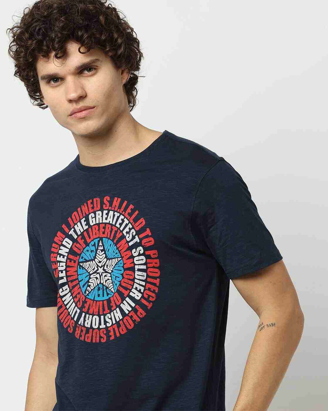 DNMX | Slim Fit Typographic Print Crew-Neck T-Shirt|0