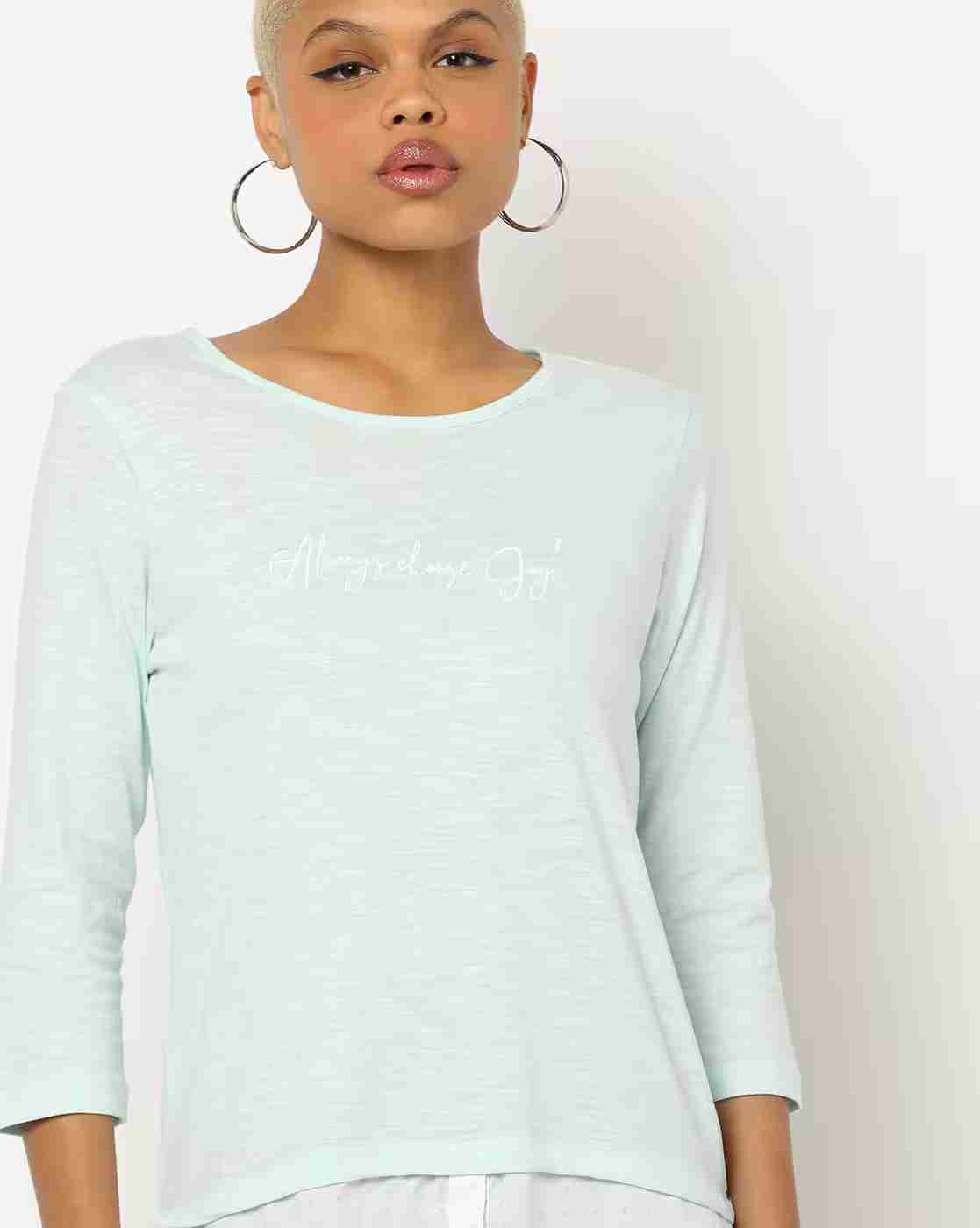 DNMX | Round-Neck Twofer Top with Statement Print|3
