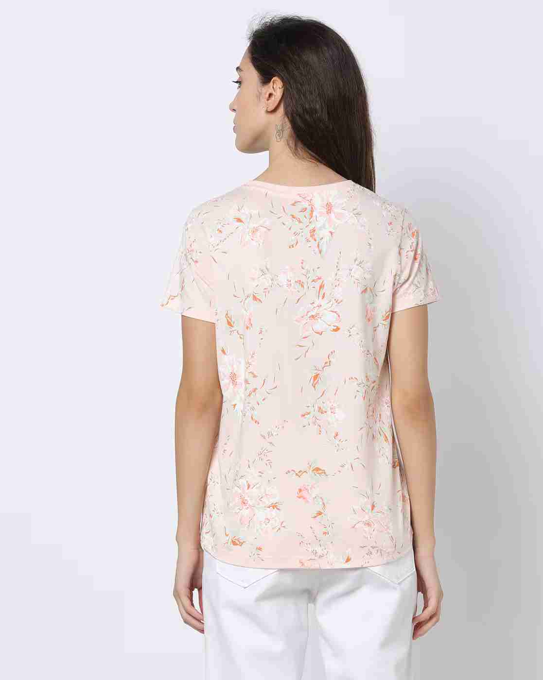 DNMX | Floral Print Slim Fit Crew-Neck T-Shirt|1