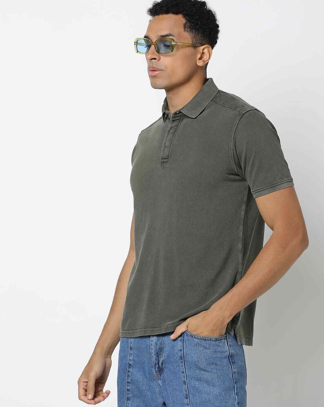 DNMX | Slim Fit Polo T-Shirt with Spread Collar|0