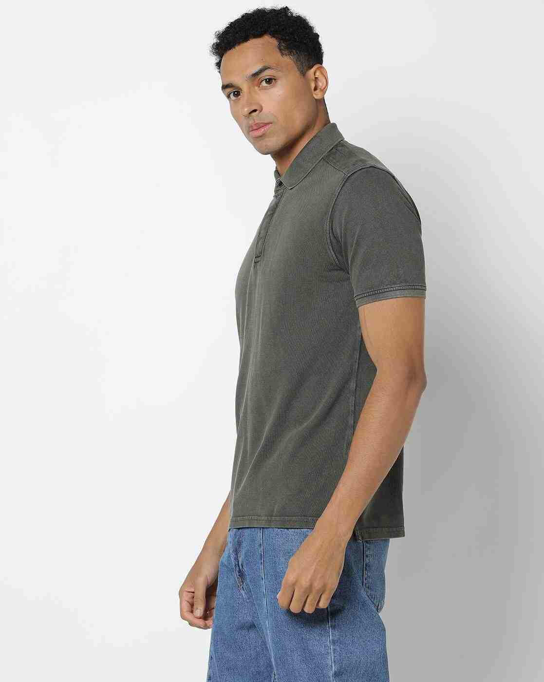 DNMX | Slim Fit Polo T-Shirt with Spread Collar|1
