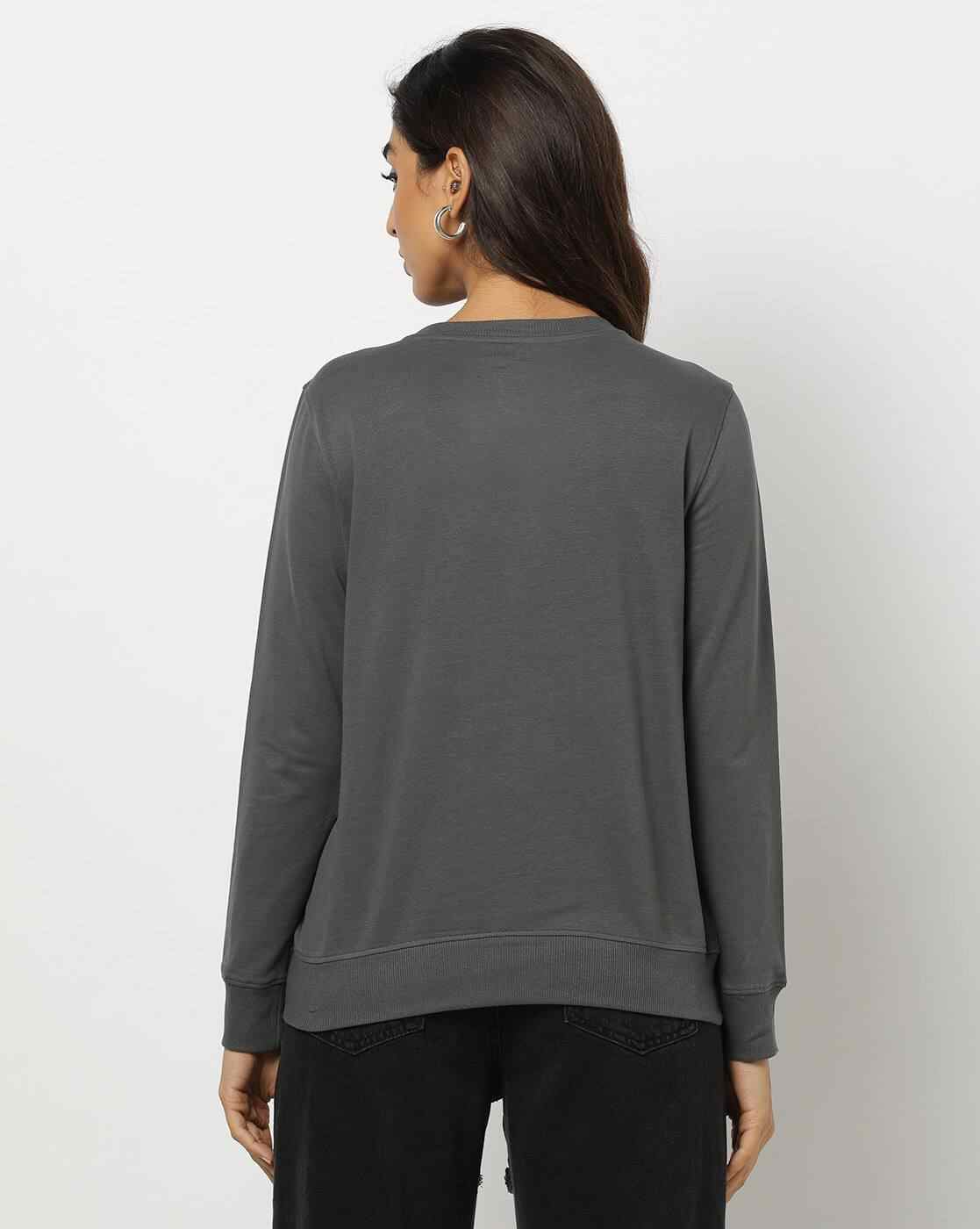 DNMX | Typographic Print Round-Neck Sweatshirt|1