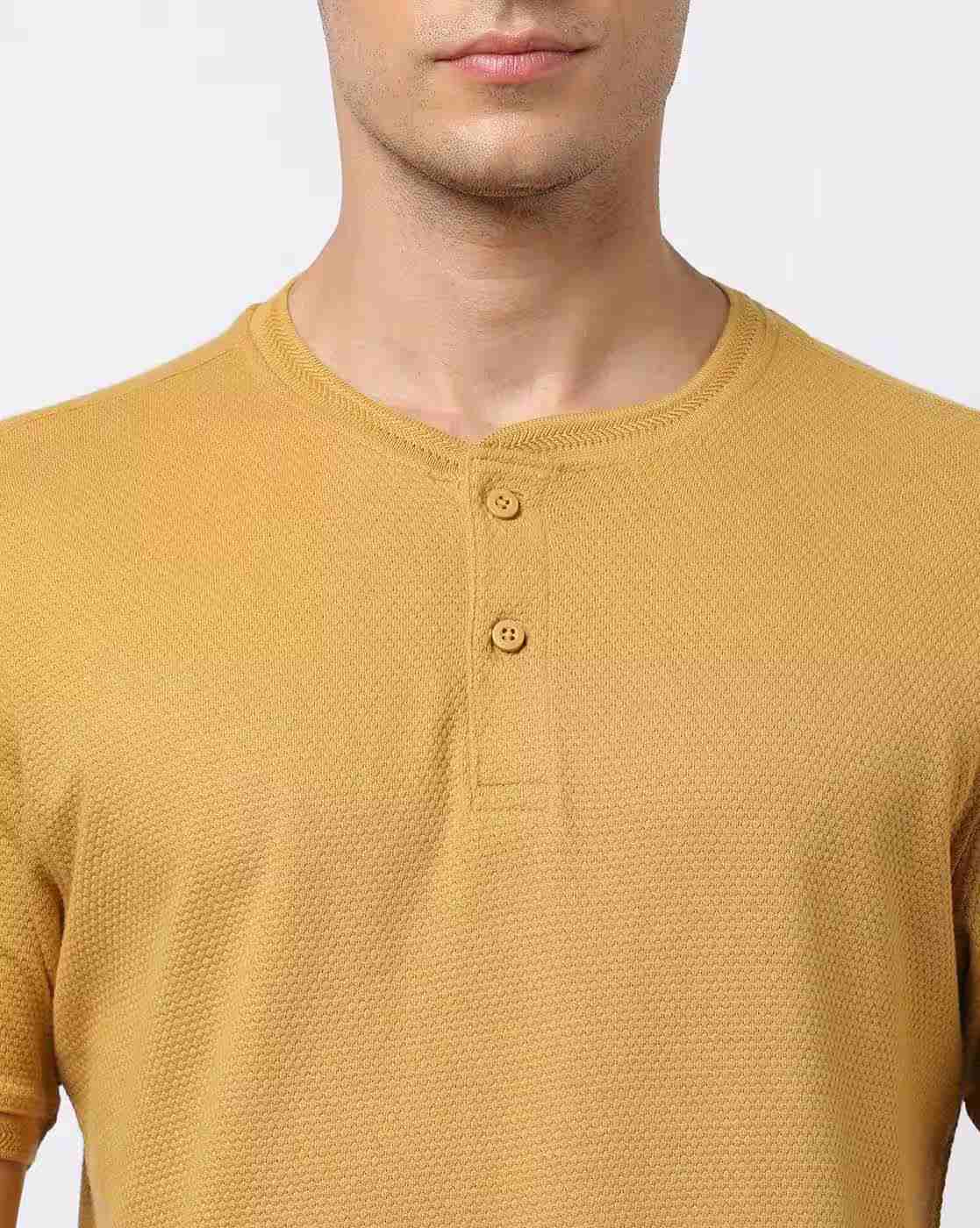 DNMX | Slim Fit Cotton Henley T-Shirt|2