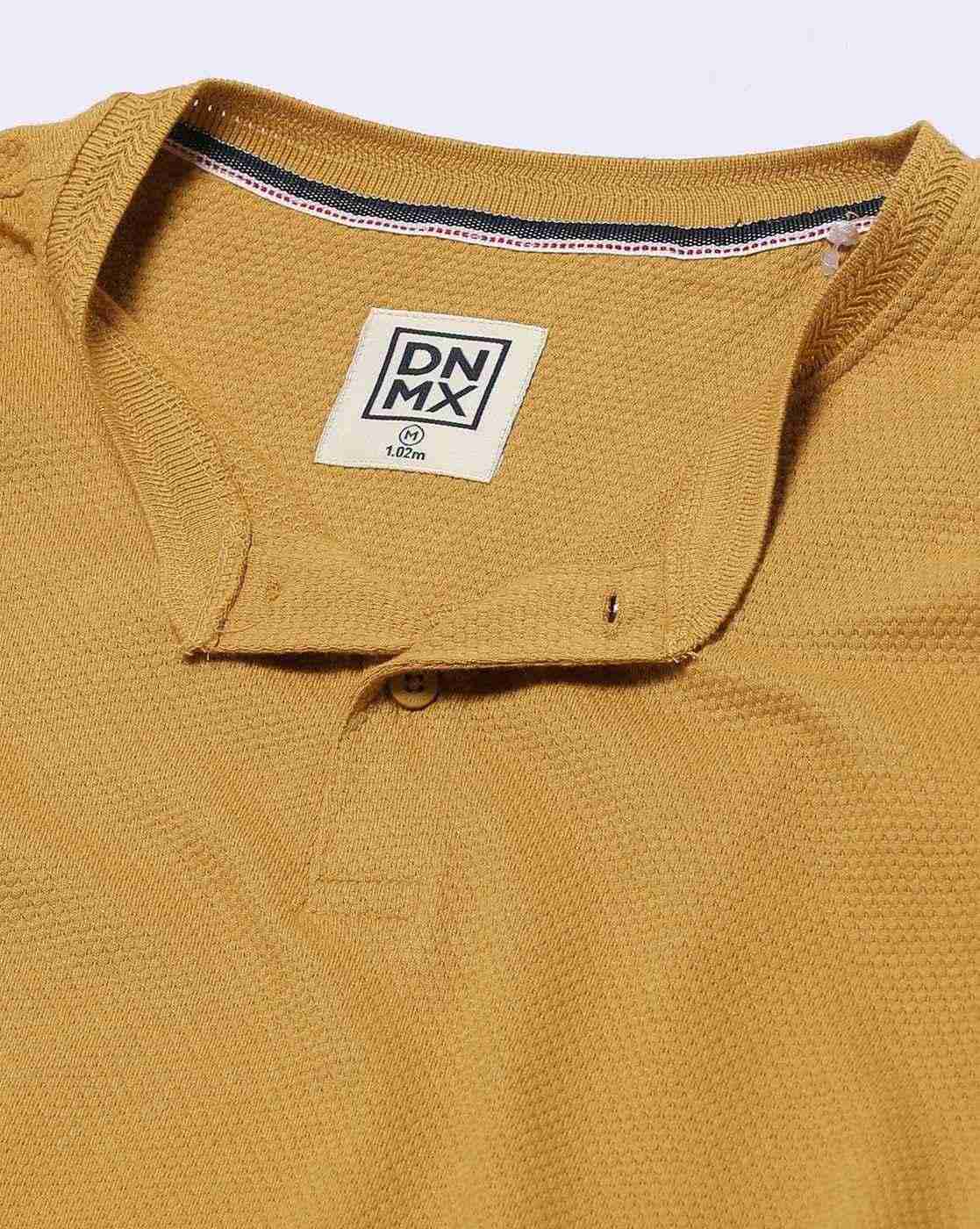 DNMX | Slim Fit Cotton Henley T-Shirt|3