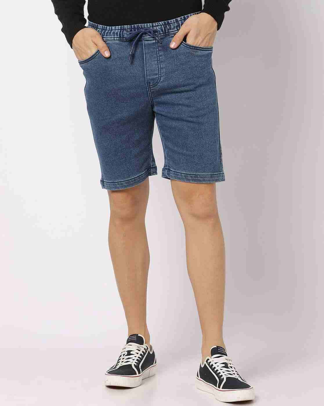 DNMX | Slim Fit Denim Shorts with Elasticated Drawstring Waist|0