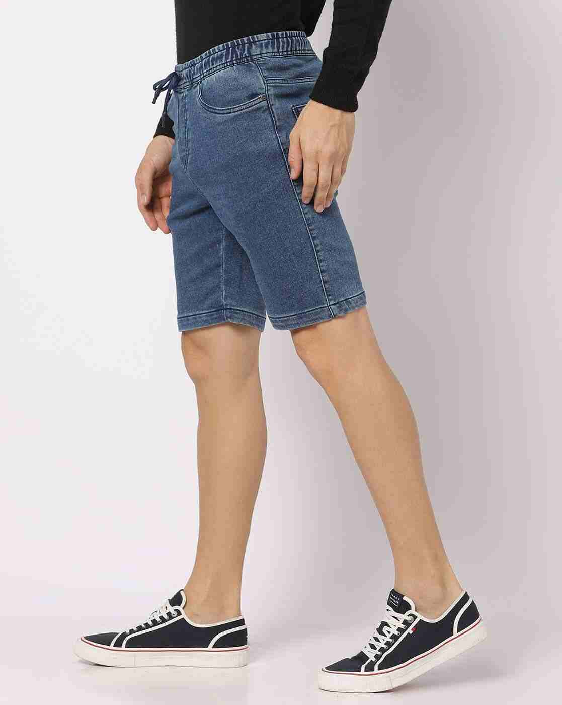 DNMX | Slim Fit Denim Shorts with Elasticated Drawstring Waist|1