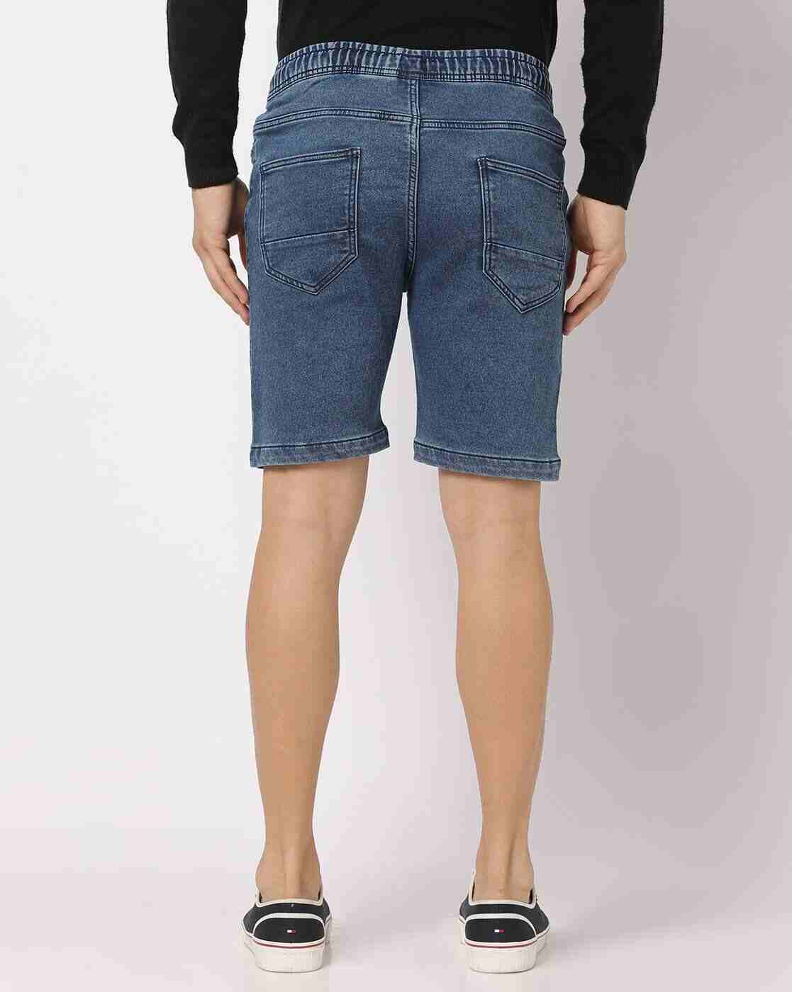 DNMX | Slim Fit Denim Shorts with Elasticated Drawstring Waist|2