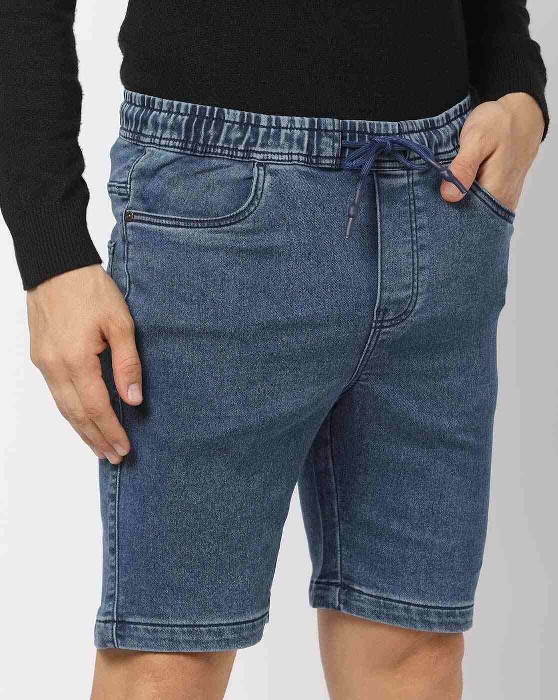 DNMX | Slim Fit Denim Shorts with Elasticated Drawstring Waist|3