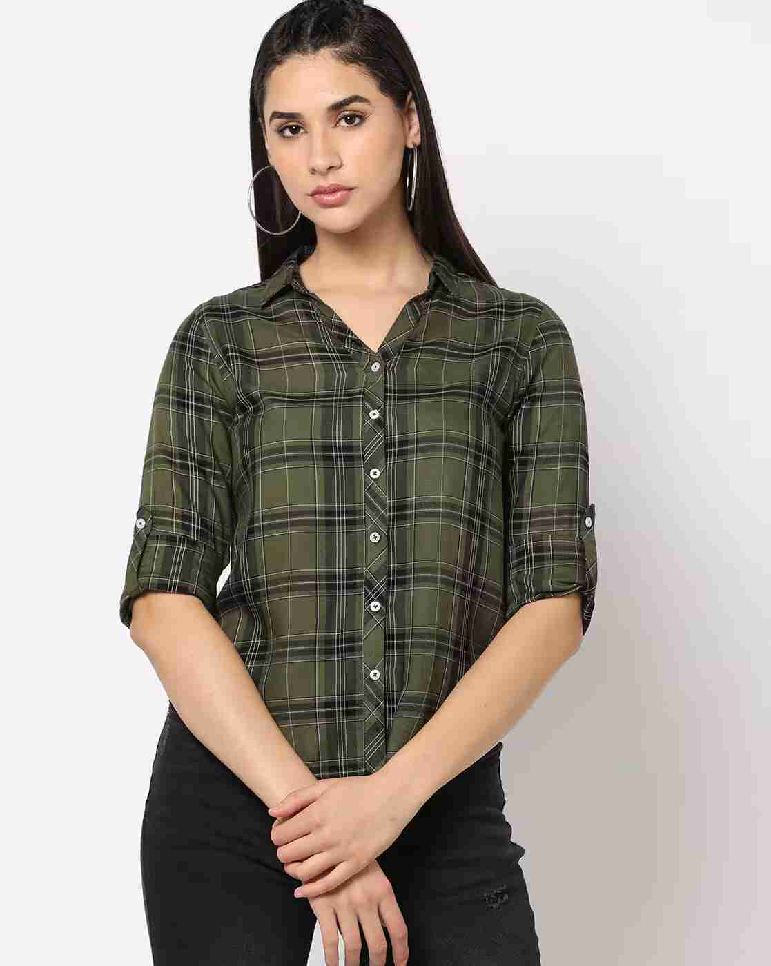Checked Shirt with Roll-Up Sleeves