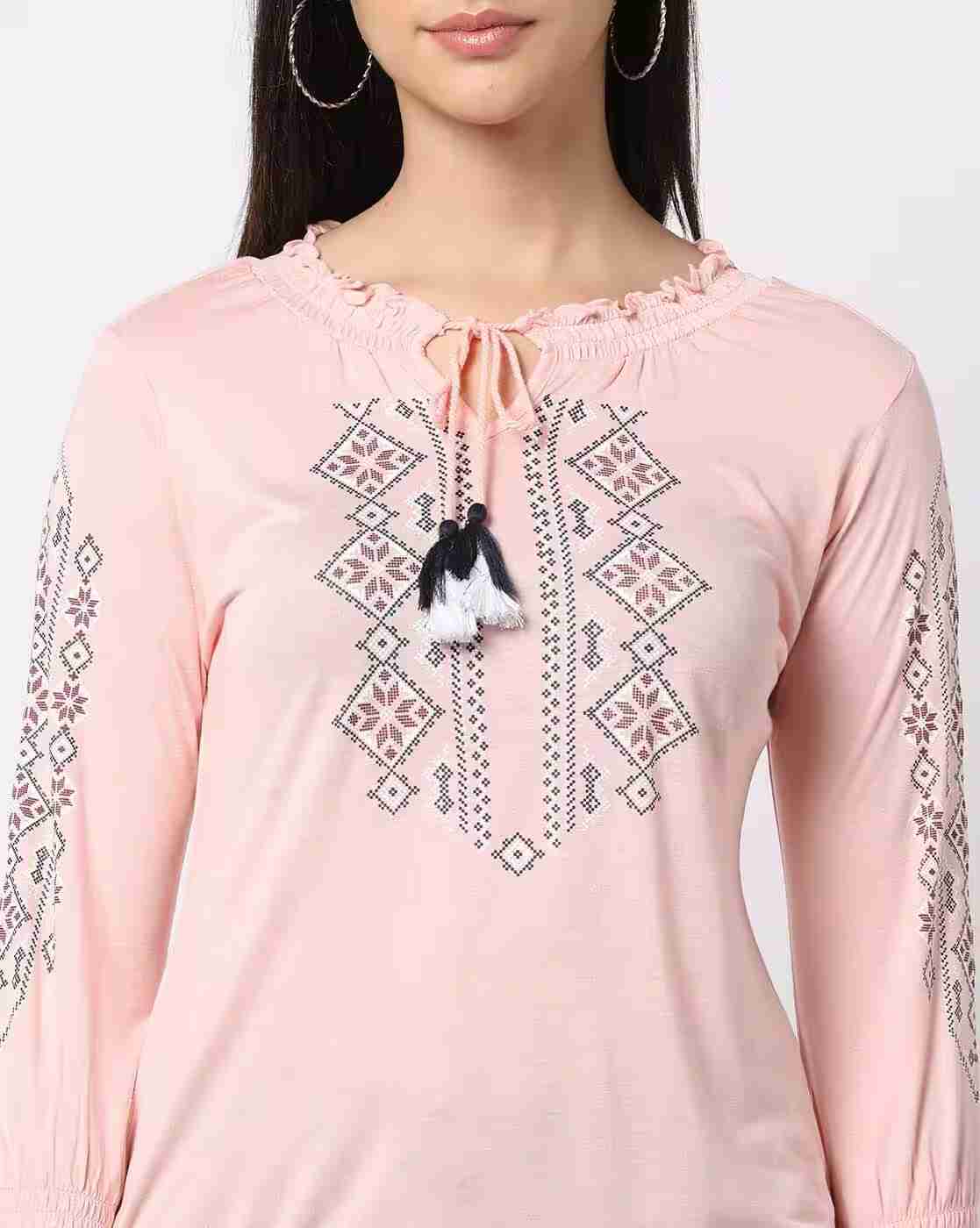 DNMX | Placement Print Top with Smocking|2