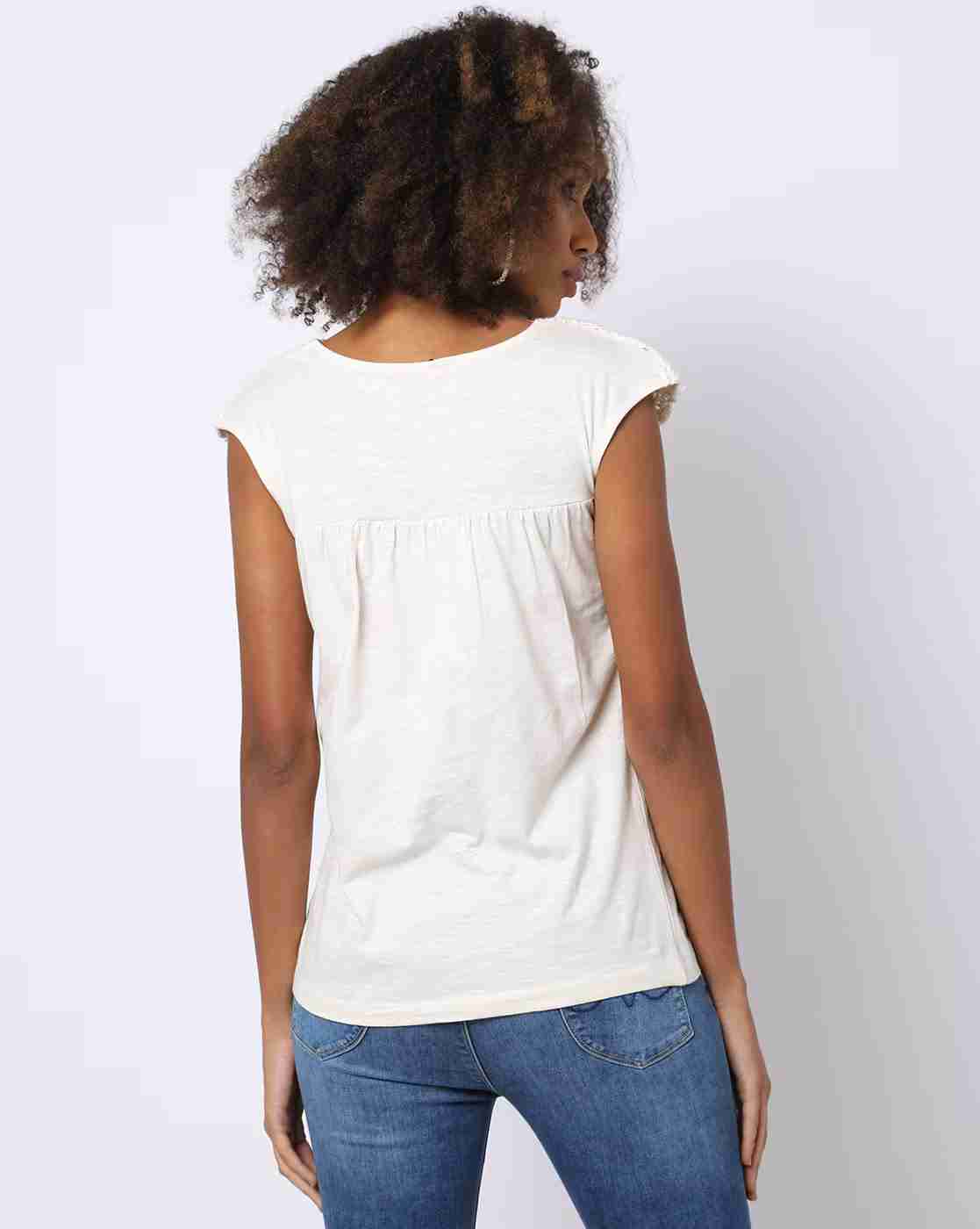 DNMX | Cotton Round-Neck Crochet Top|1