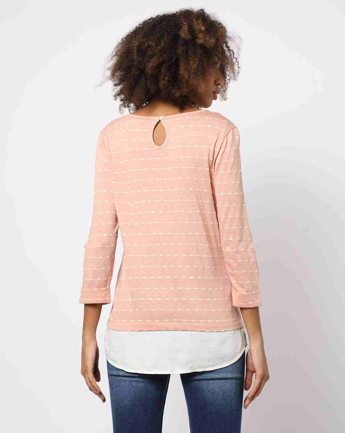 DNMX | Striped Round-Neck Top|1
