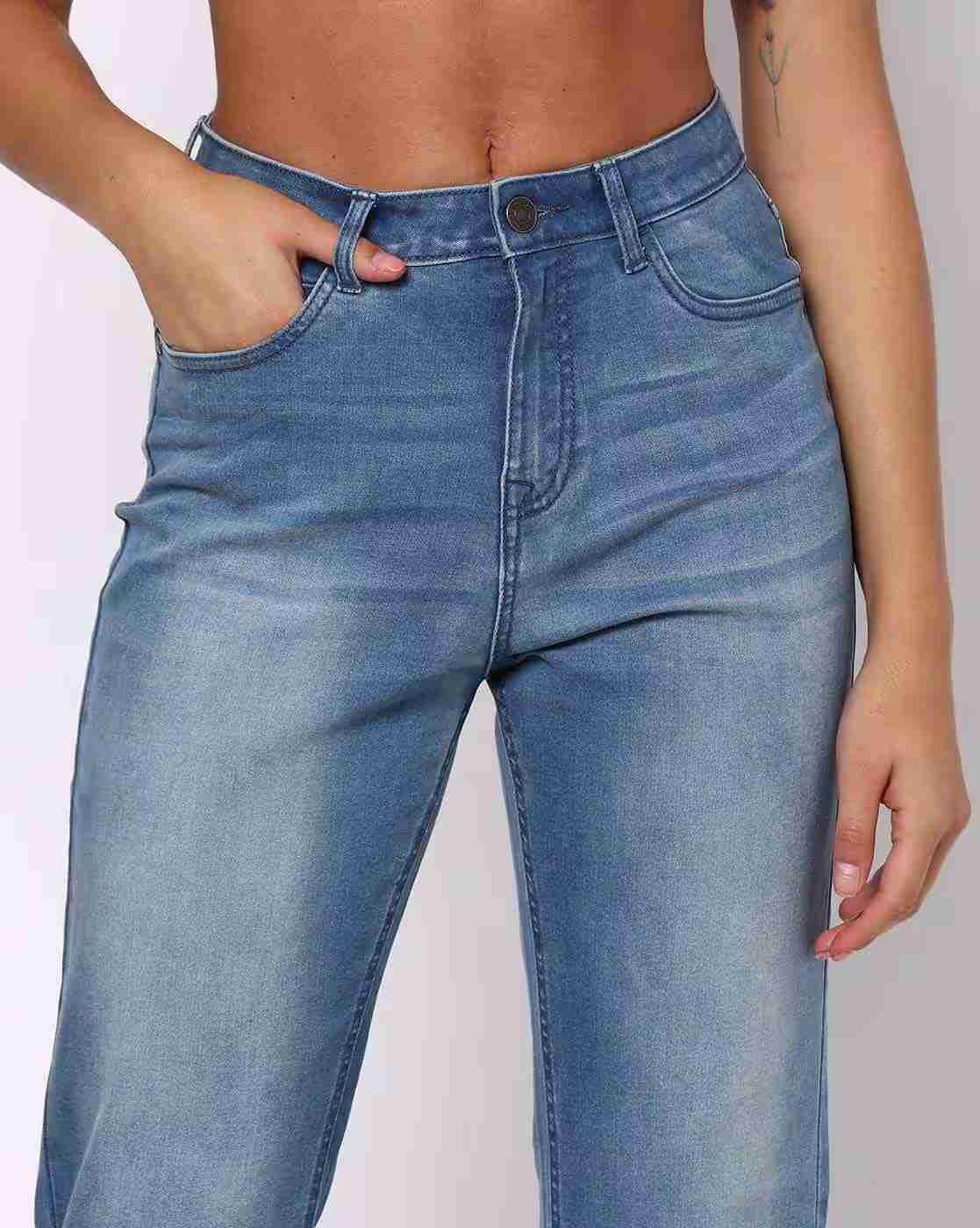 DNMX | Women High-Rise Bootcut Jeans with Frayed Hems|3