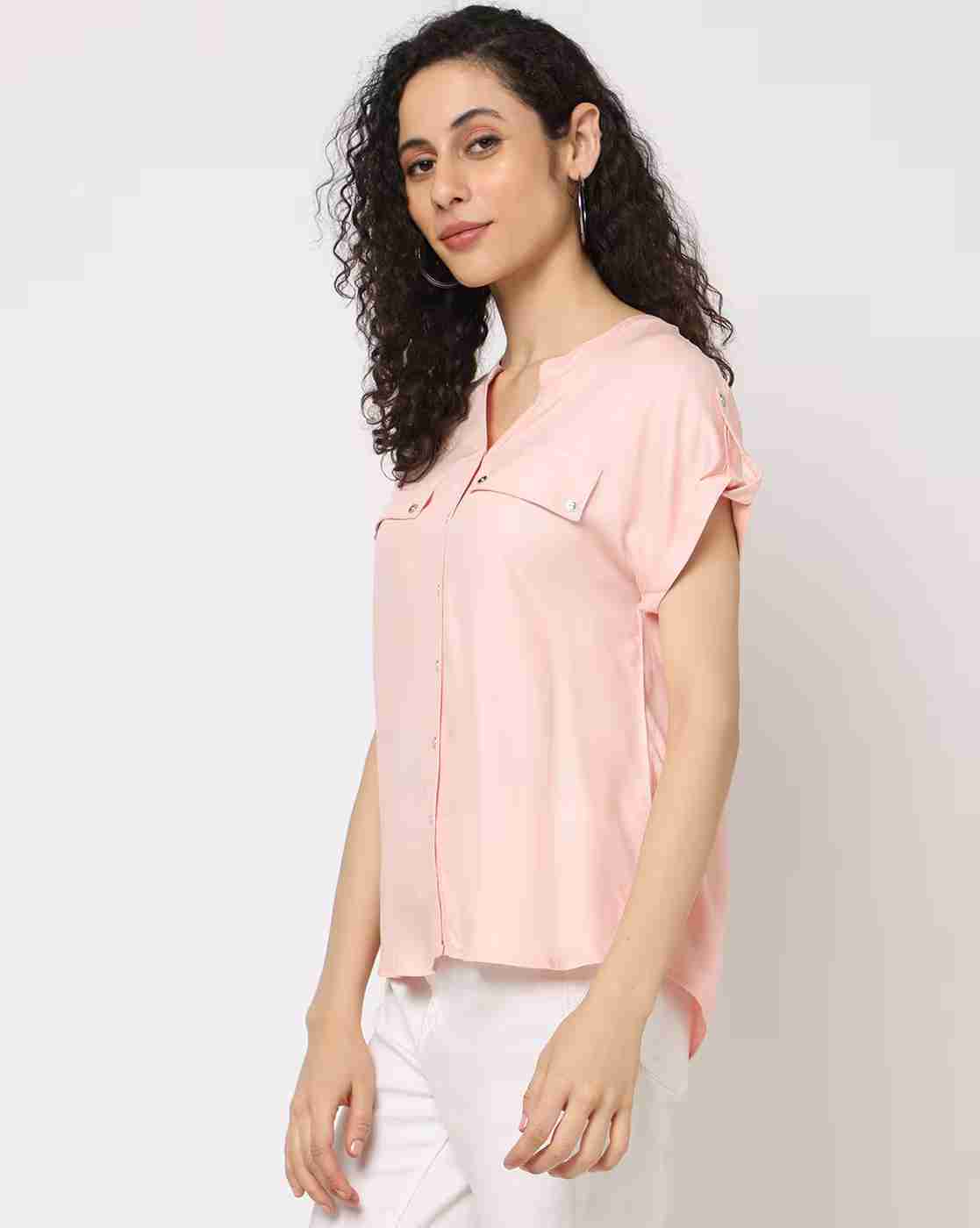 DNMX | Button-Down Top with Mandarin Collar|1