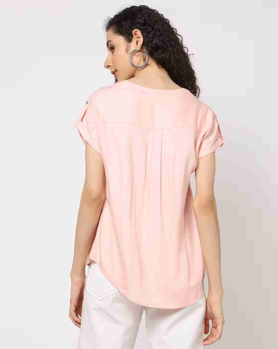 DNMX | Button-Down Top with Mandarin Collar|2