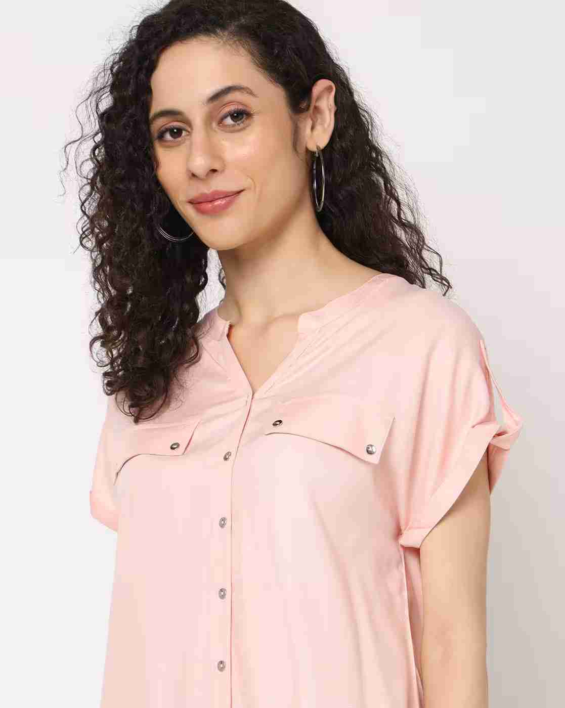 DNMX | Button-Down Top with Mandarin Collar|3