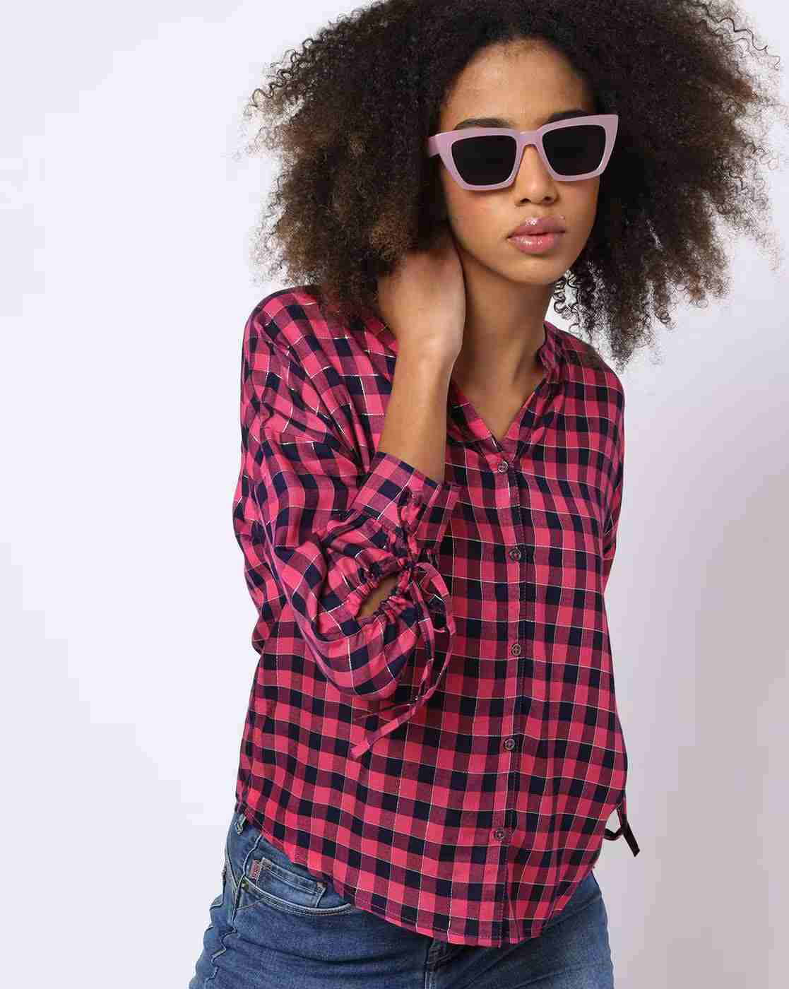 DNMX | Checked Shirt with Sleeve Tie-Up|0