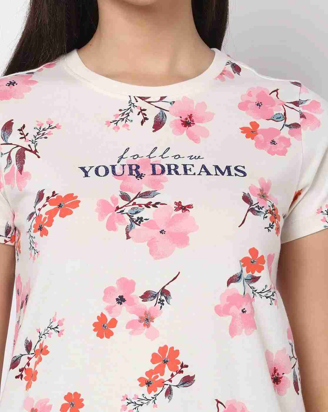 DNMX | Floral Print Round-Neck Slim Fit T-Shirt|4