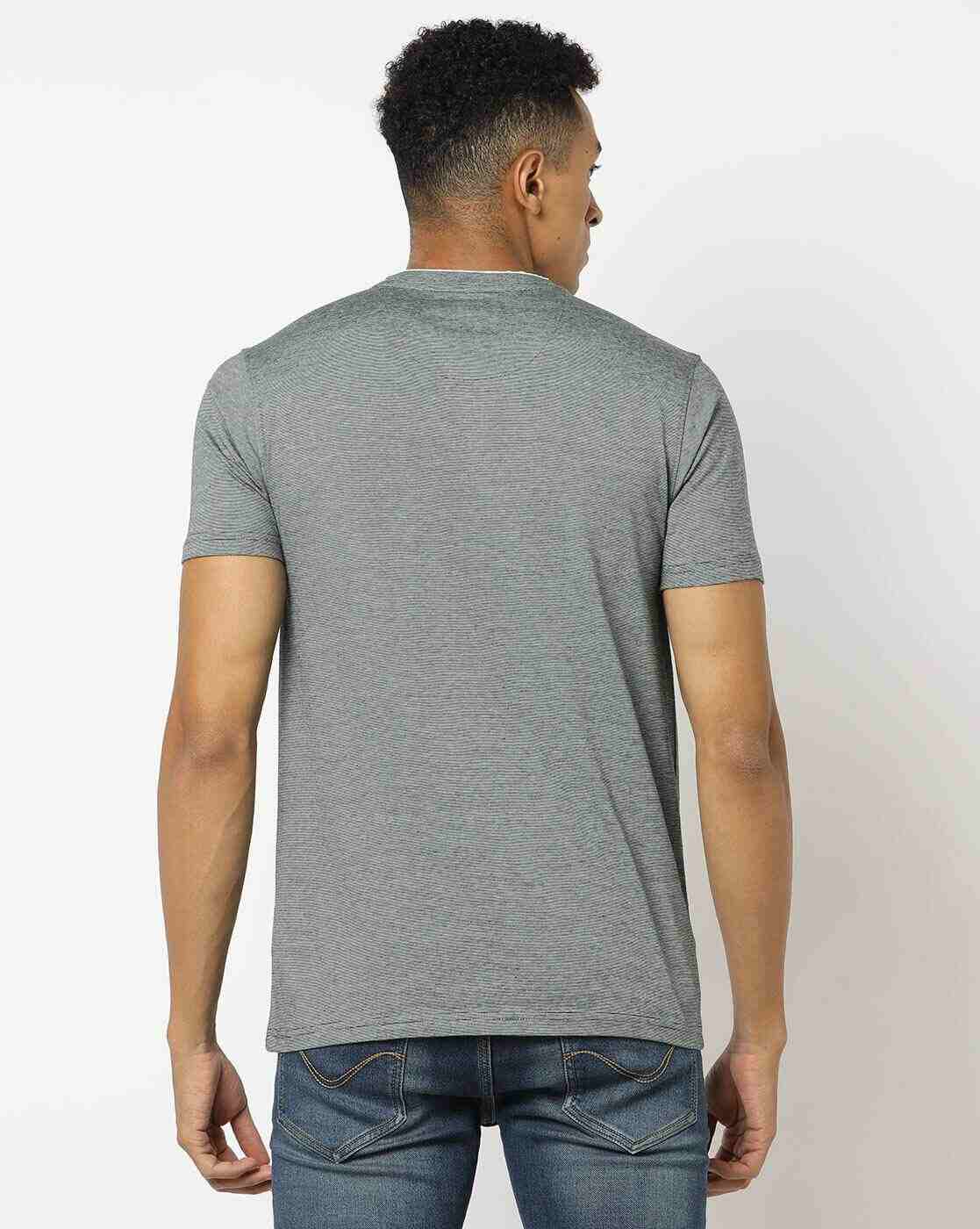 DNMX | Heathered Slim Fit Henley T-Shirt|2