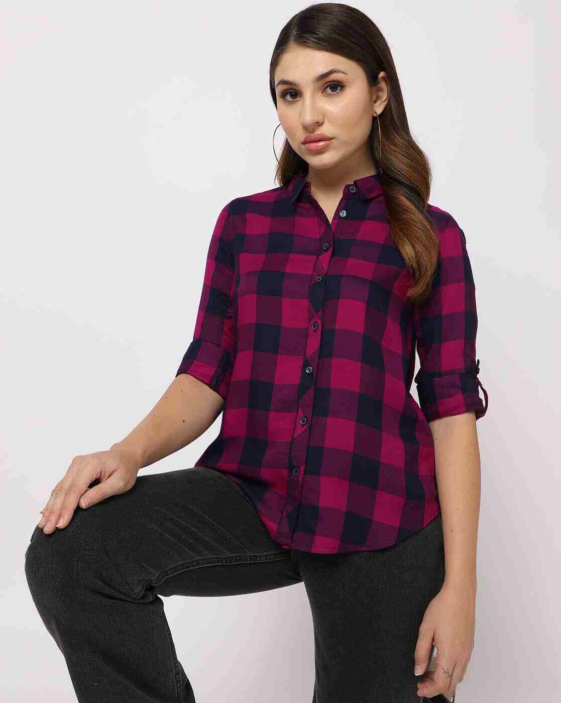 Checked Shirt with Roll-Up Tabs