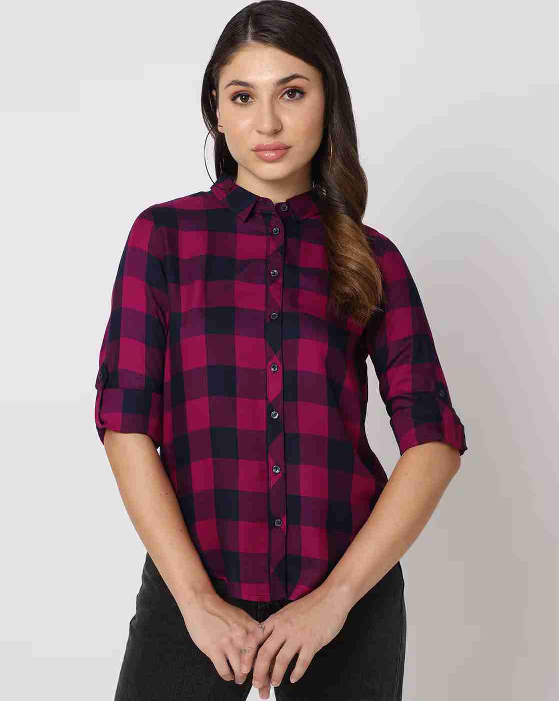 DNMX | Checked Shirt with Roll-Up Tabs|1