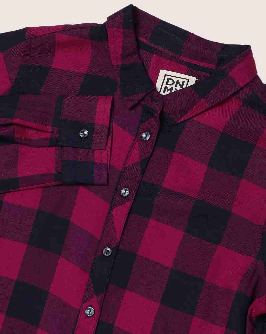 DNMX | Checked Shirt with Roll-Up Tabs|5