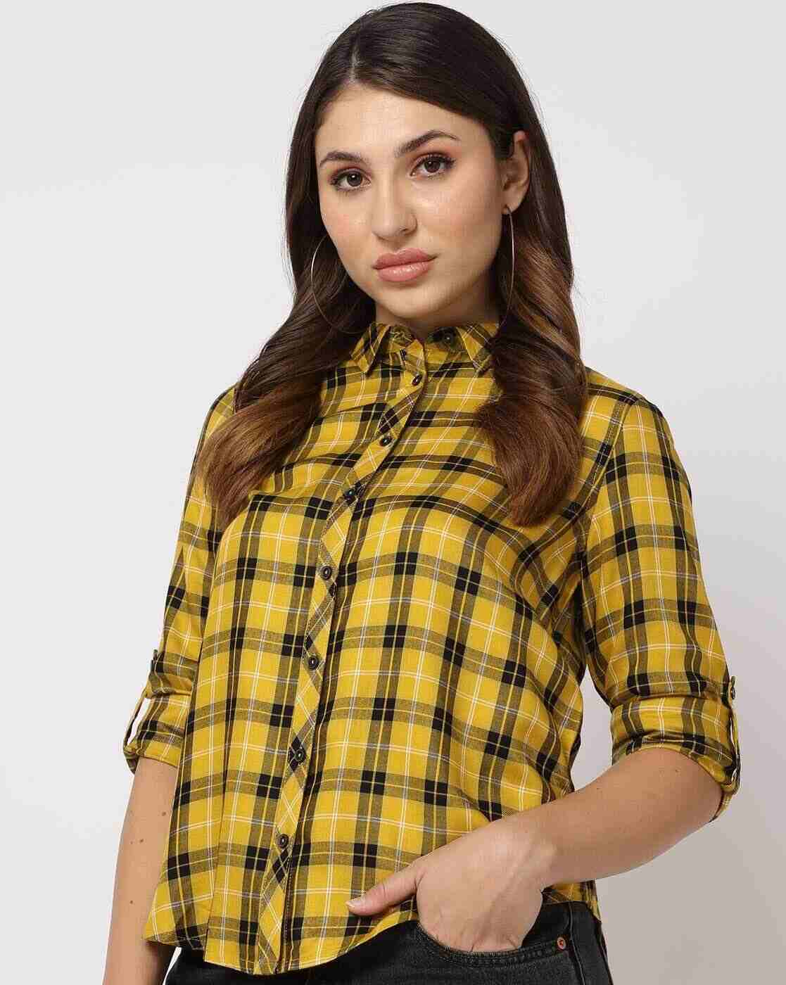 Checked Shirt with Roll-Up Tabs