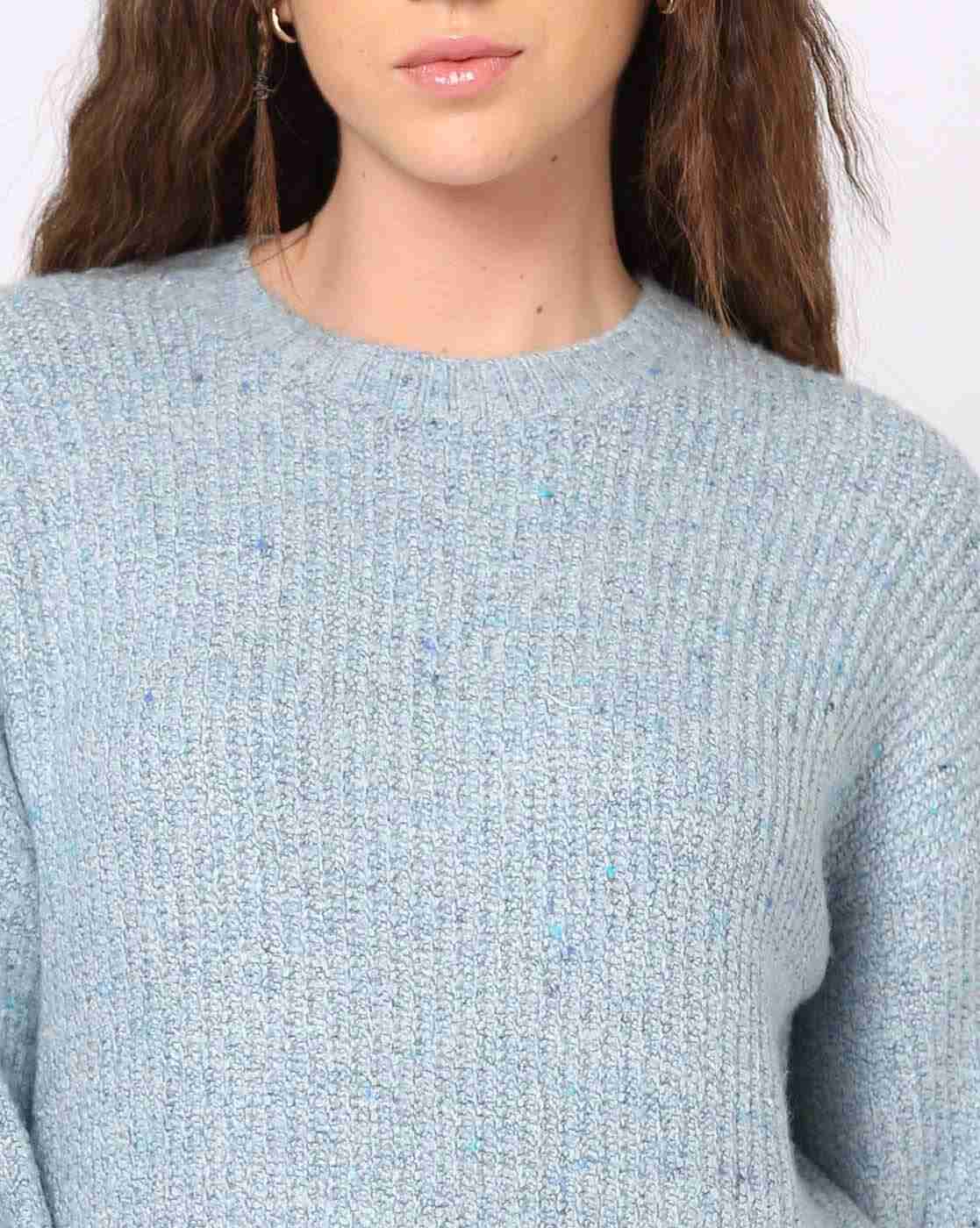 DNMX | Round-Neck Pullover with Ribbed Hem|3