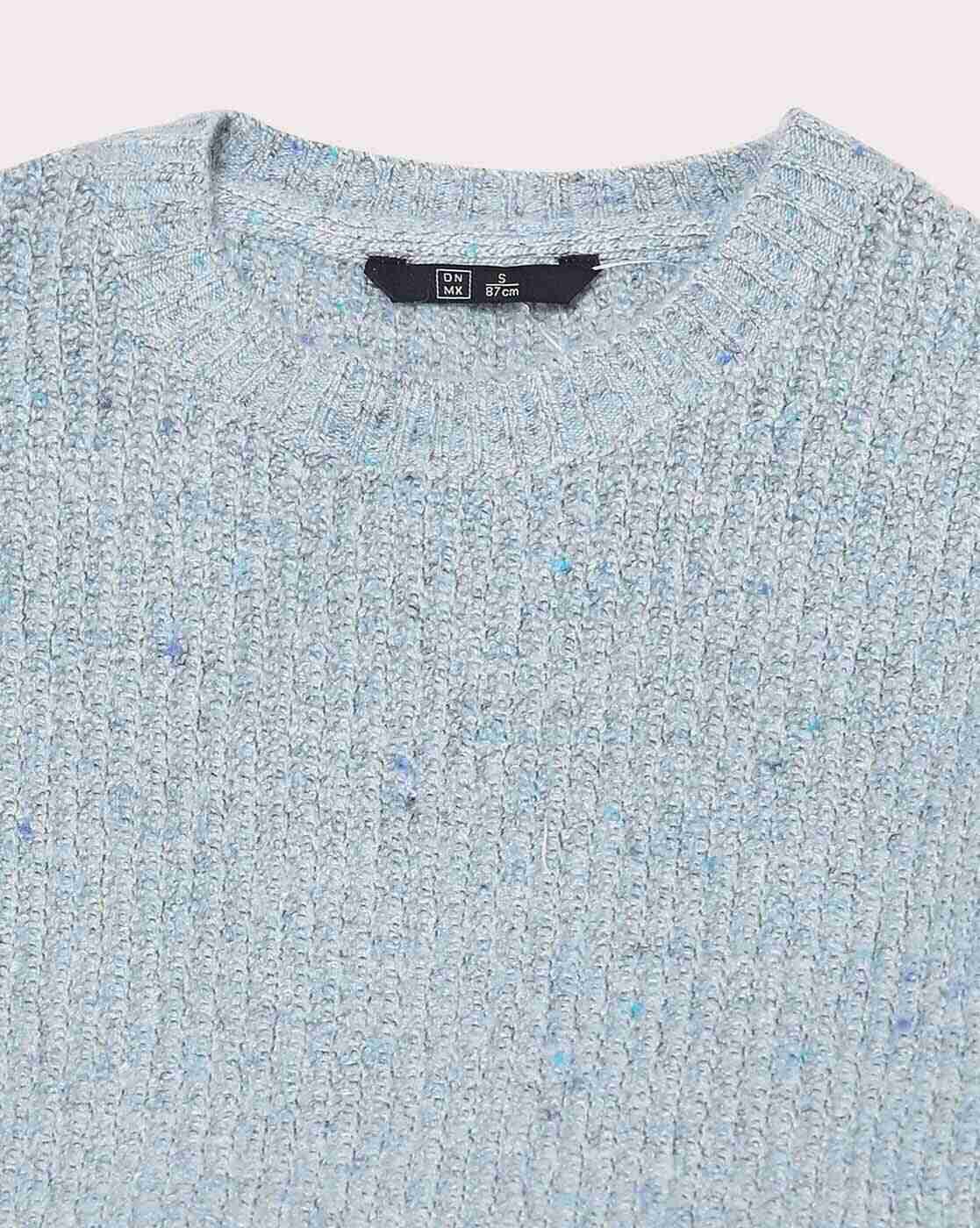 DNMX | Round-Neck Pullover with Ribbed Hem|4