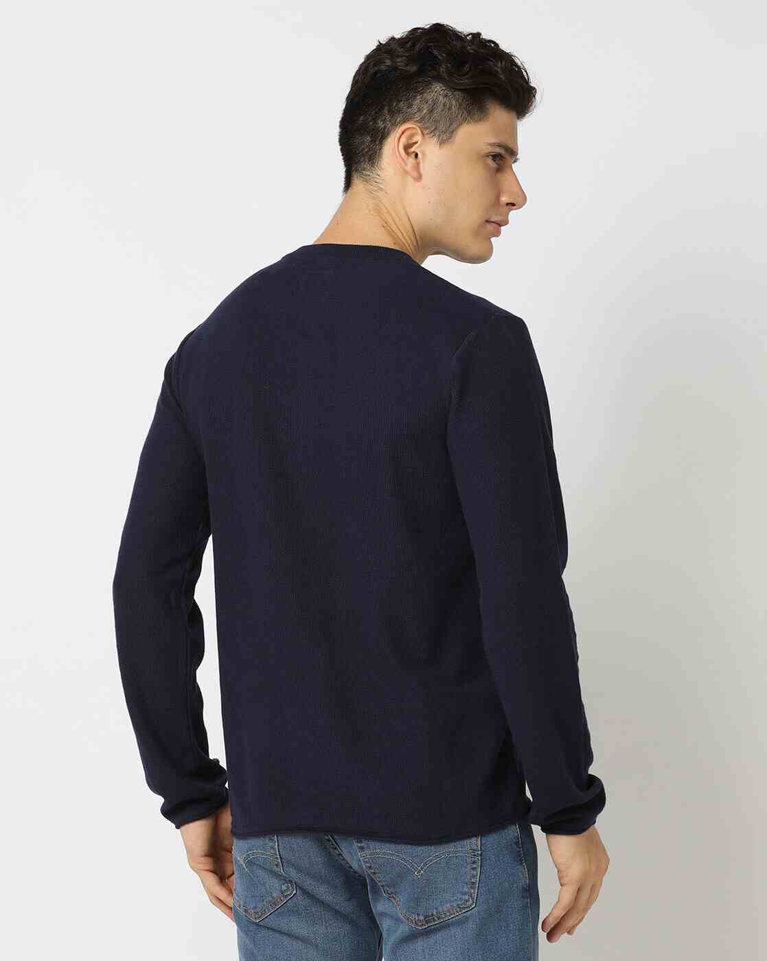 DNMX | Cotton Pullover with Henley-Neck|2