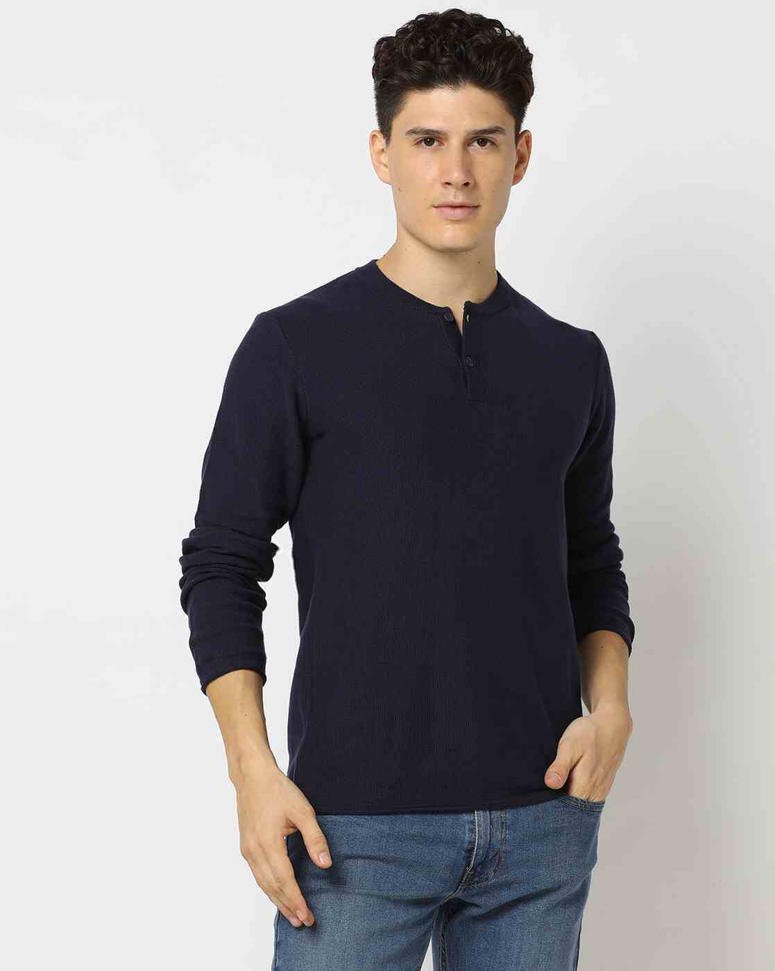 DNMX | Cotton Pullover with Henley-Neck|3