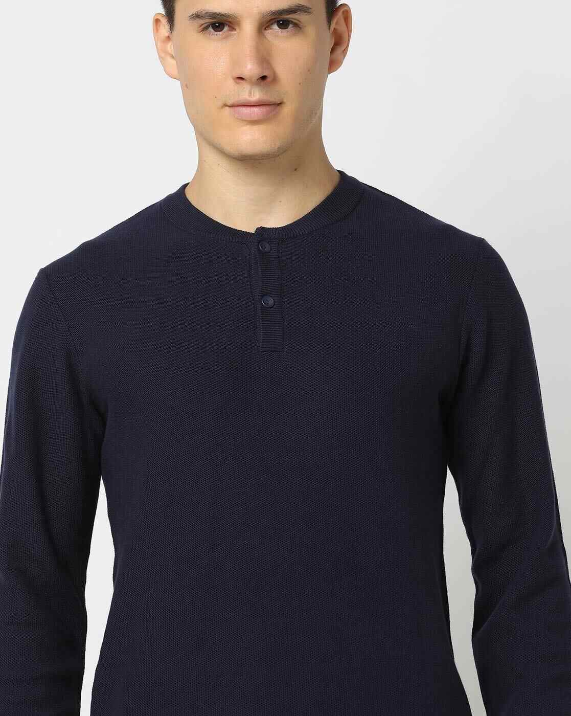 DNMX | Cotton Pullover with Henley-Neck|4