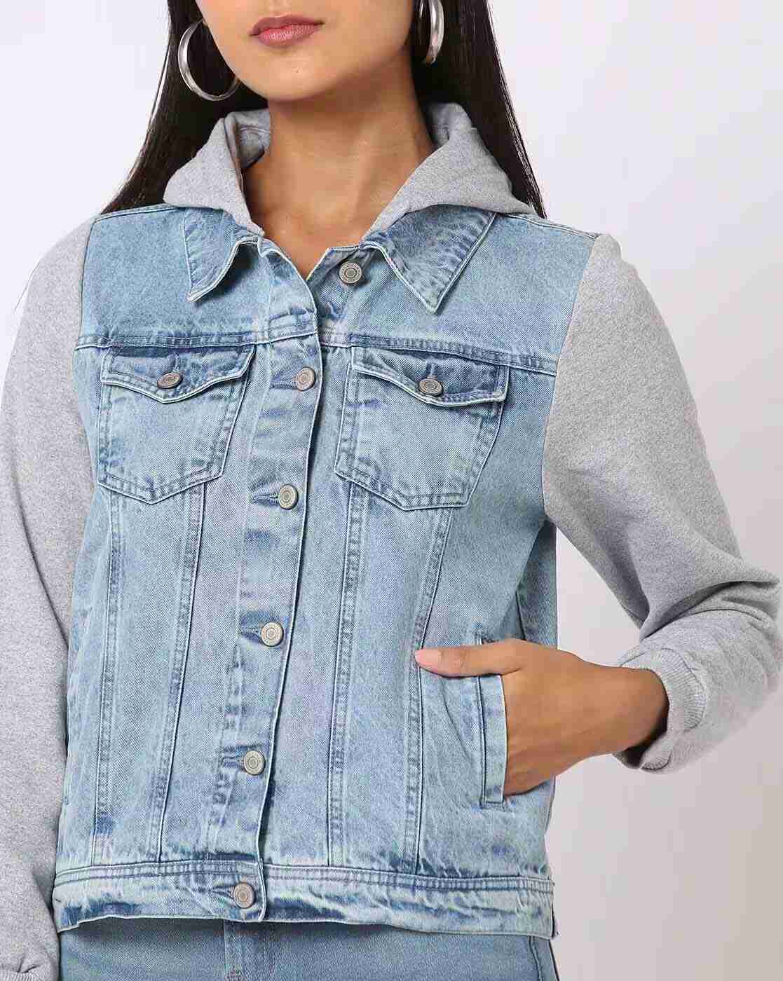 DNMX | Lightly Washed Hooded Denim Jacket|3