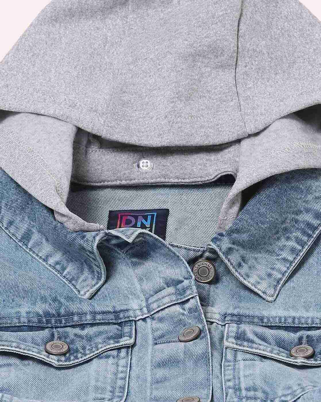 DNMX | Lightly Washed Hooded Denim Jacket|4